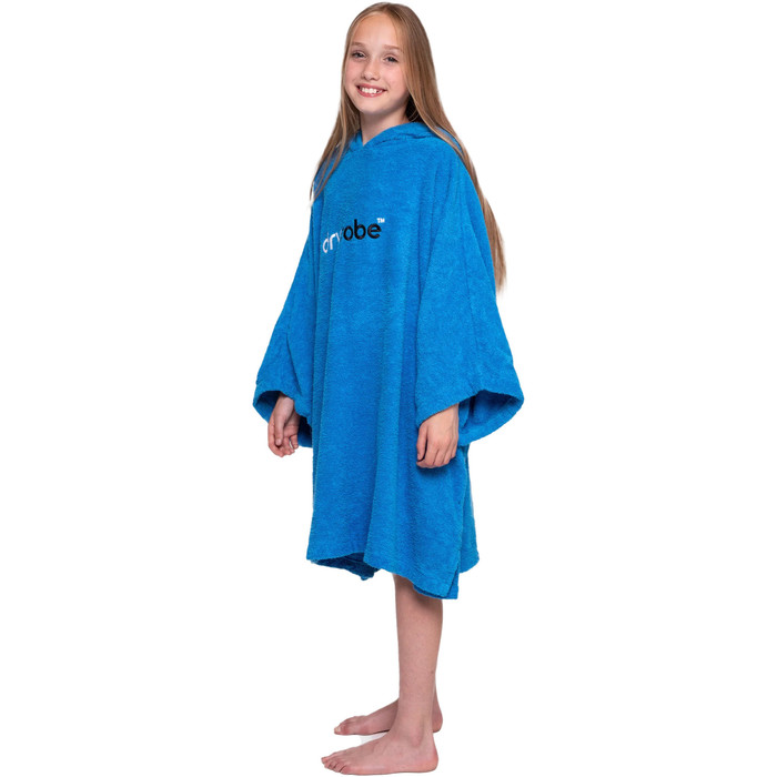 2024 Dryrobe Junior Organic Cotton Hooded Towel Change Robe V3 V3OCT - Cobalt Blue